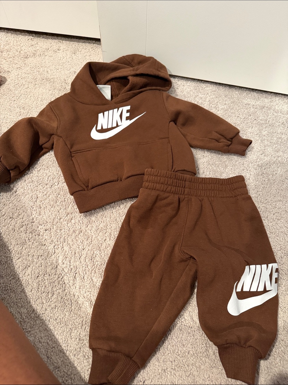 Nike Brown Kids Hoodie & Joggers Set with White Logo